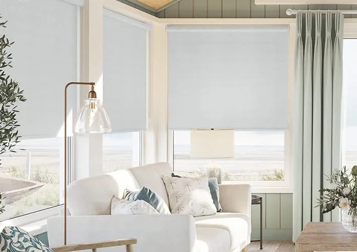 Rapture (Blackout) Mist Grey - Roller Blind