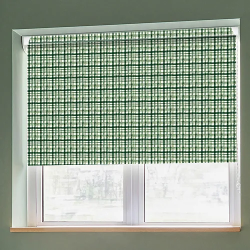 Gingham Evergreen Grip Fit Roller Blinds