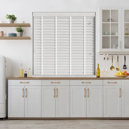 Arctic Oak Wood Grain Faux Wood Blind With Cotton Ladder Tapes