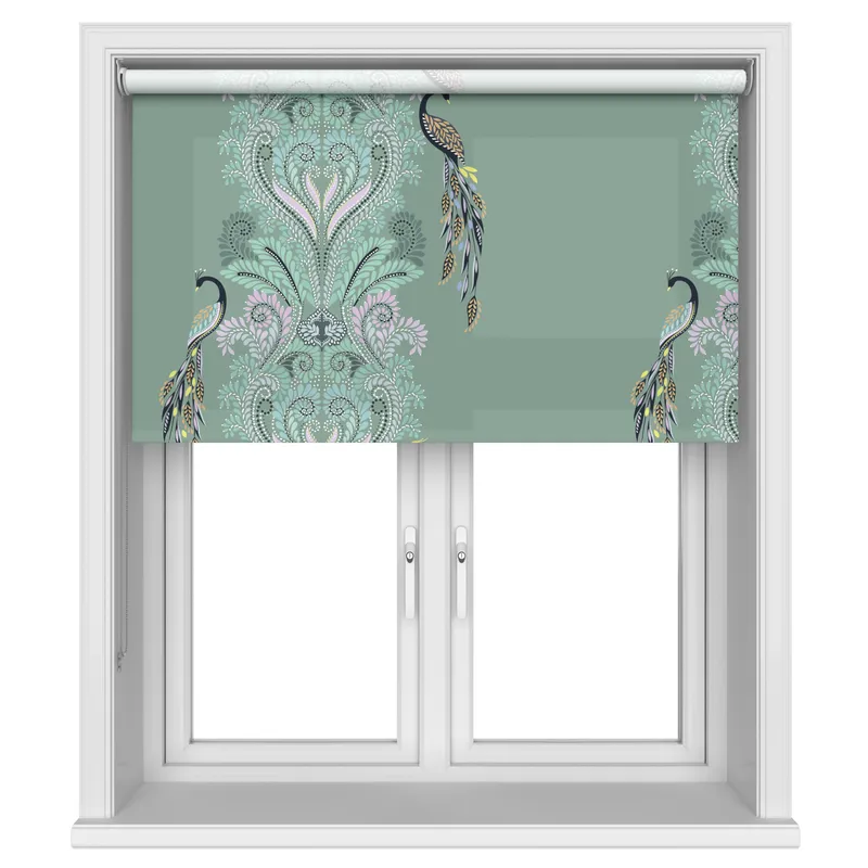 Sara Miller Peacock Filigree Sage Green Blinds Uk