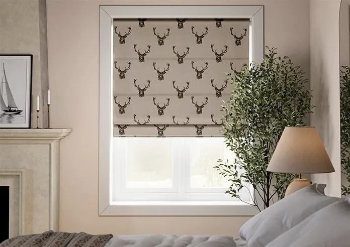 Stags Charcoal - Roman Blind
