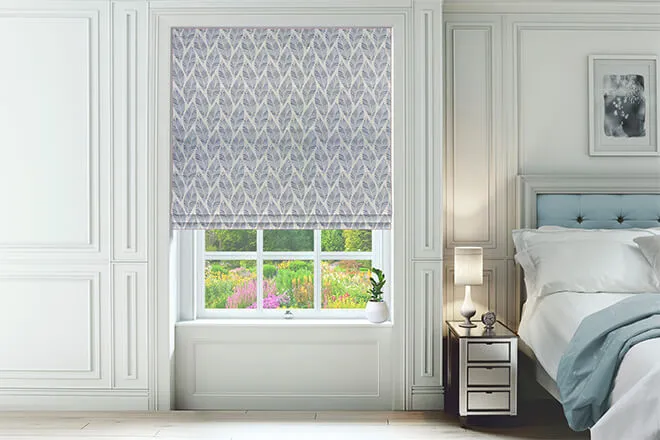 Cornelia Blue - Floral Pattern Roman Blind