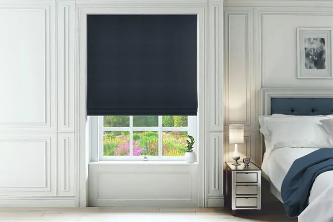 Dion Navy - Brushed Faux Silk Roman Blind