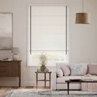 Bijou Linen Alabaster & Noir Inset Border Roman Blind