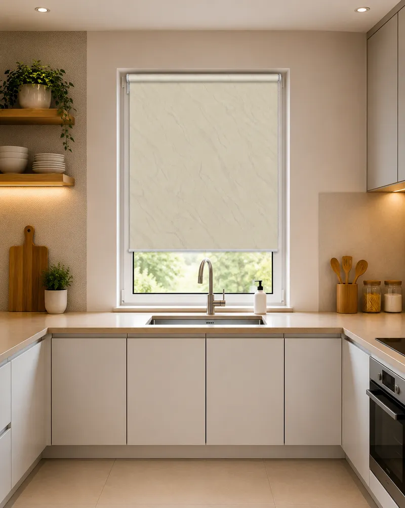 Fiesta Cream - Pvc Blackout Waterproof Roller Blind