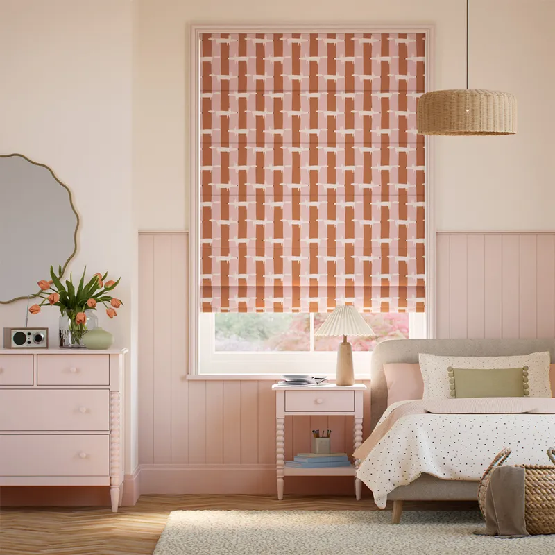Mr Fox Stripe Blush Roman Blind