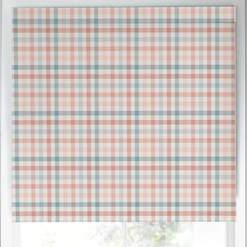 Laura Ashley Cove Check Made To Measure Blackout Roller Blind Blush