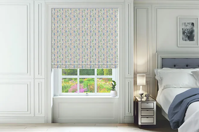 Cath Kidston Wiggle Rose Blue - Designer Roman Blind