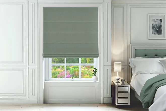 Assisi Green - Luxury Plain Weave Roman Blind