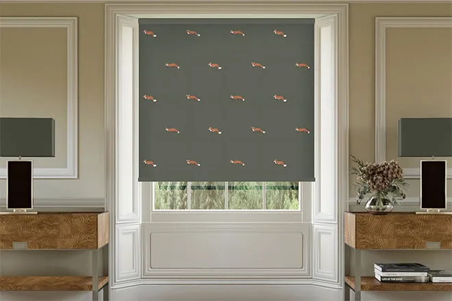 Sophie Allport Foxes Forest Green - Designer Roller Blind