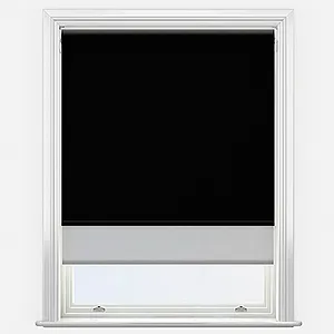 Aqualuxe Black & Sunvue Dove Grey Double Roller Blind