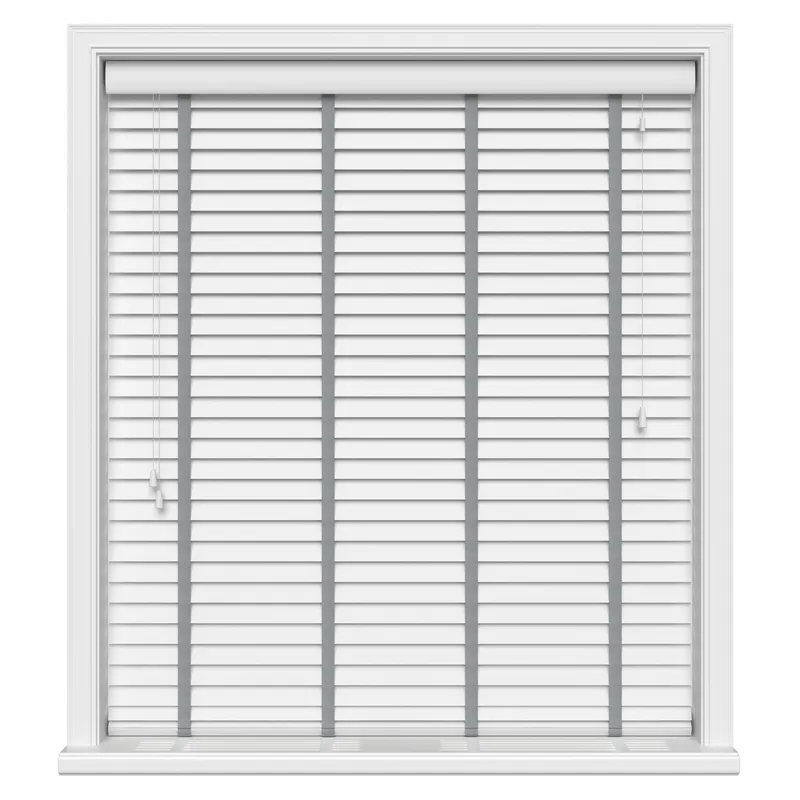 True White With Steel Tapes Eco-wood Blinds Uk