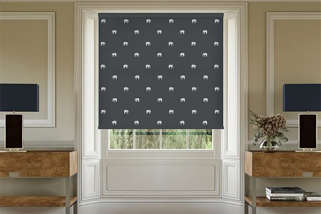 Sophie Allport Elephant Deep Navy - Designer Roller Blind