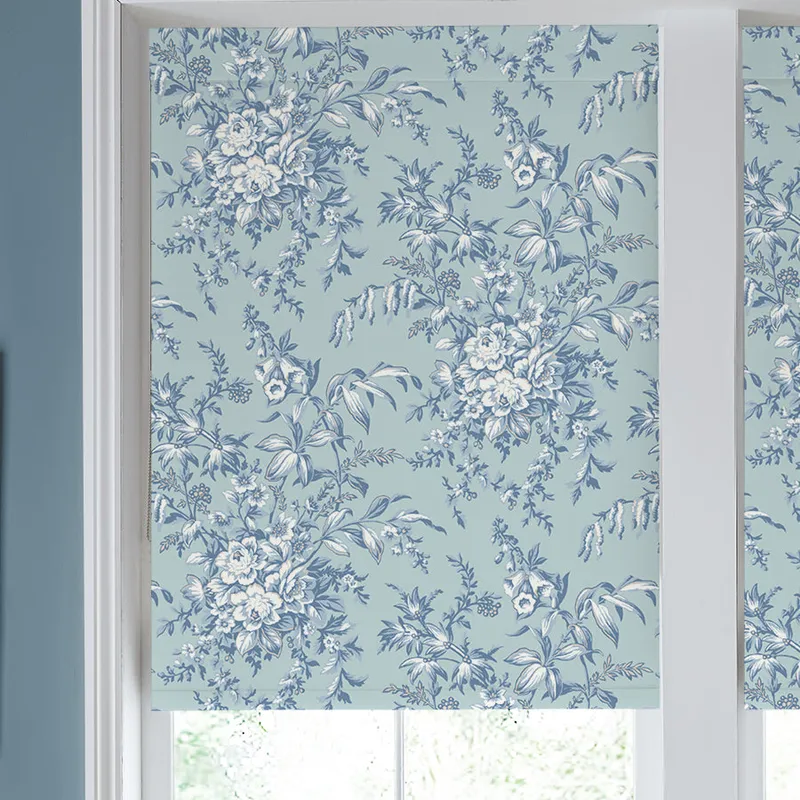 Laura Ashley Picardie Made To Measure Blackout Roller Blind Blue Sky