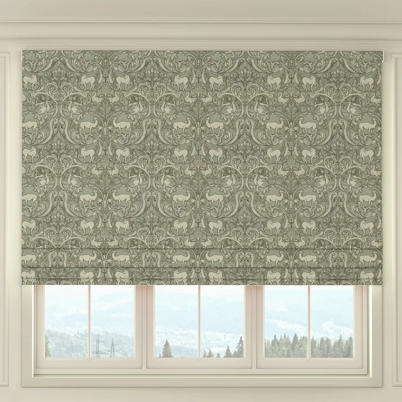 House Llewelyn-bowen Menagerie Artois Printed Made To Measure Roman Blind Powder Blue