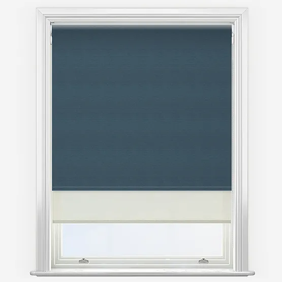 Double Roller Supreme Blackout Airforce Blue & Cream Double Roller Blind