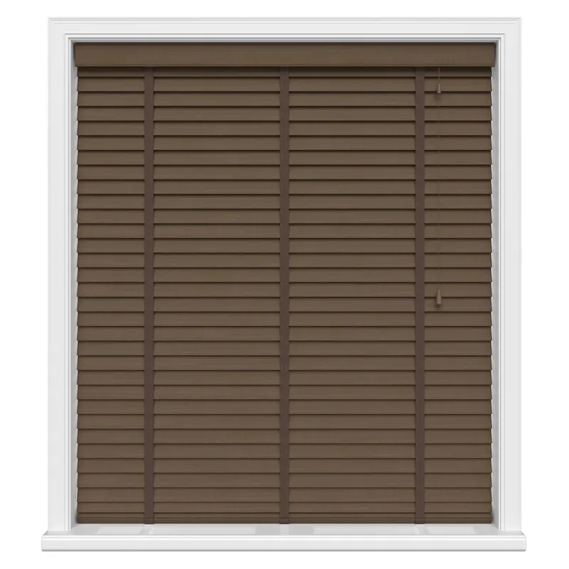 Espresso Oak Natural Grain Motorised Wooden Blind