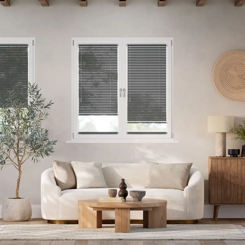 Stick On Oscar Matte Shadow Grey L-shaped Venetian Blind - 25mm Slat