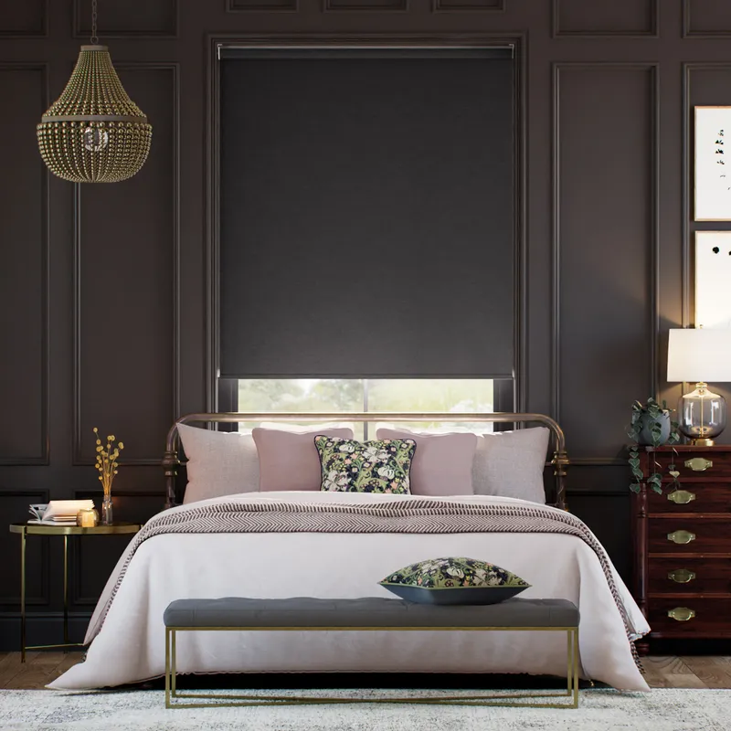 Tamlin Blackout Faux Suede Charcoal Roller Blind