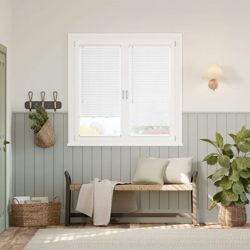 Stick On Studio Gloss White L-shaped Venetian Blind - 25mm Slat