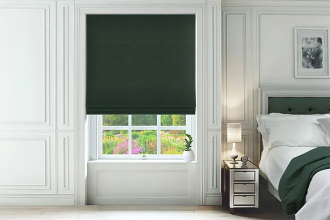 Omni Forest Green - Velvet Twist Fit No Drill Roman Blind