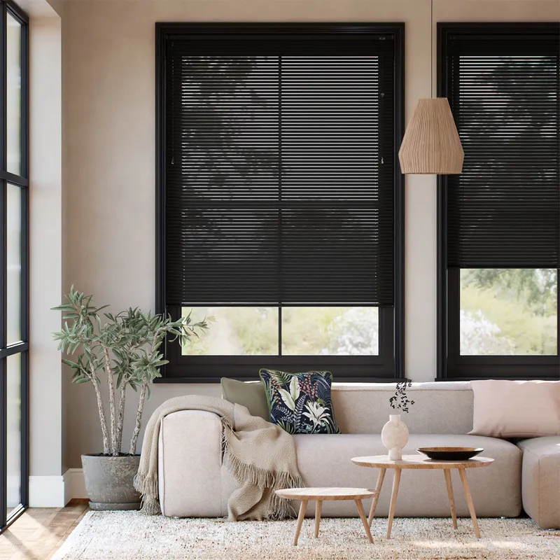 Oscar Matte Charcoal L-shaped Venetian Blind - 25mm Slat