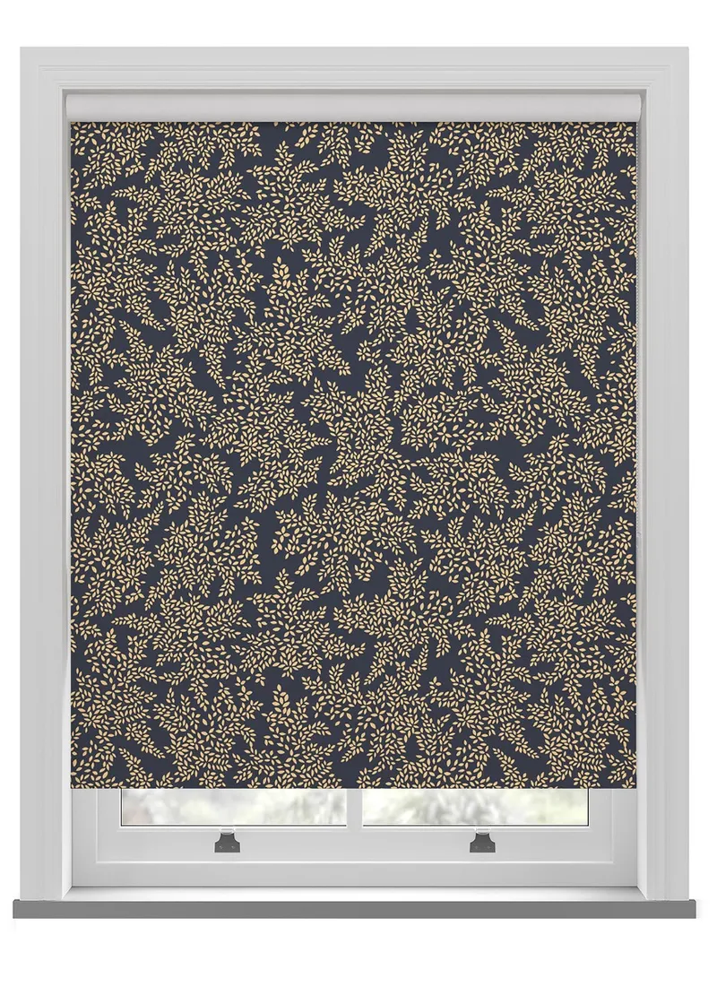 Sara Miller Little Leaves Smokey Blue Roller Blind
