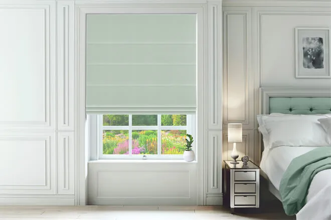 Lauper Duck Egg - Basketweave Roman Blind