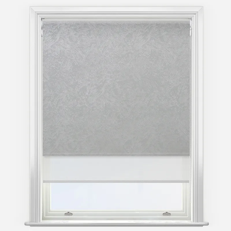 Double Roller Romany Light Grey White Double Roller Blind