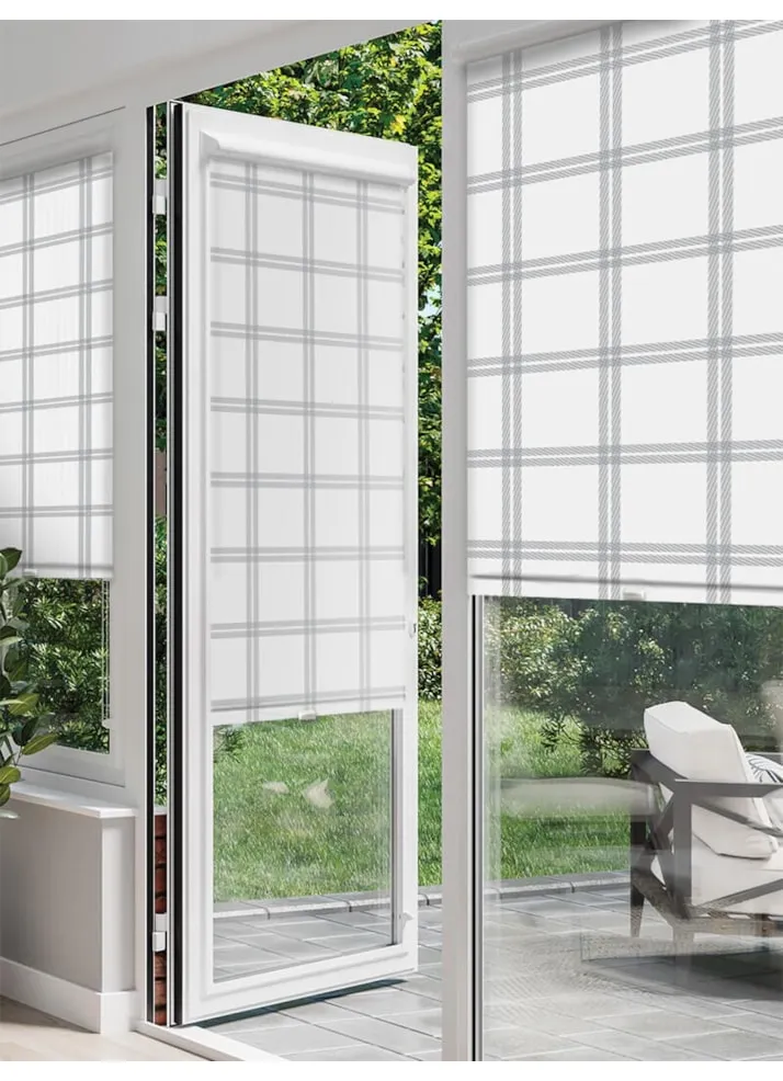 Herringbone Check Natural Perfect Fit® Roller Blind