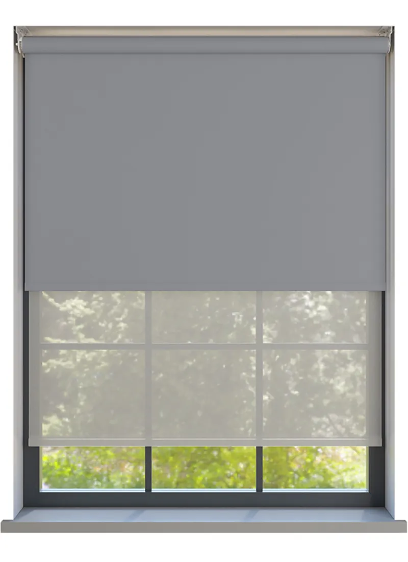 Amor Stormy Grey With Haze Soft Grey Double Roller Blind