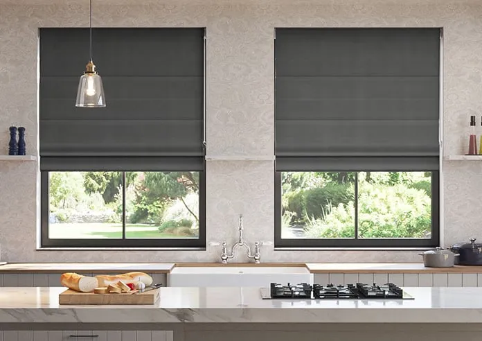 Ultra Luxe Velvet Dark Grey - Roman Blind