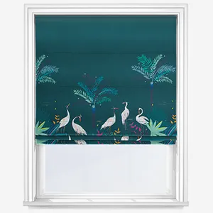 Sara Miller Heron Border Teal Roman Blind