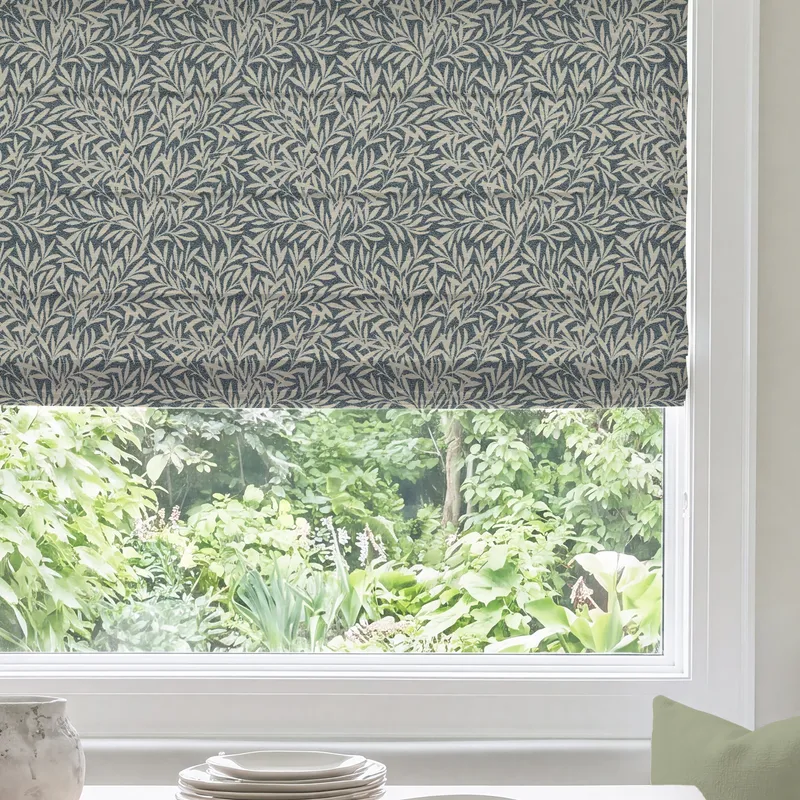 Ante Decor Premium Leah Woven Made To Measure Roman Blind Navy Blue