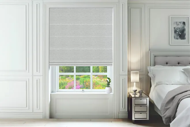 Morisette Silver - Patterned Roman Blind