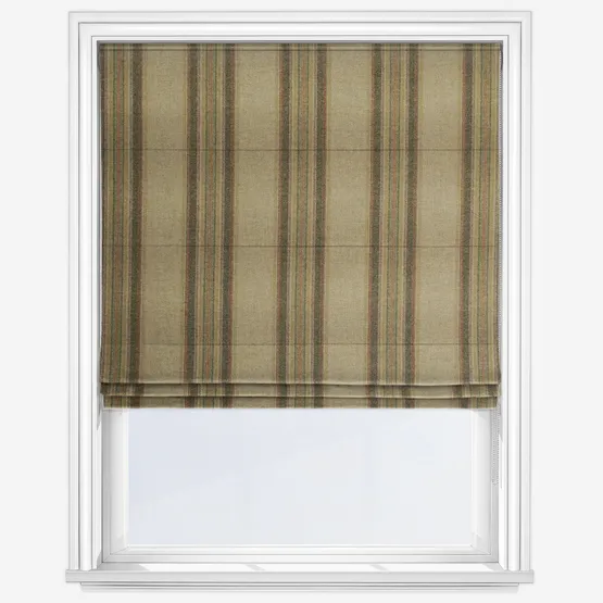 Moon Wentworth Stripe Natural Olive Roman Blind