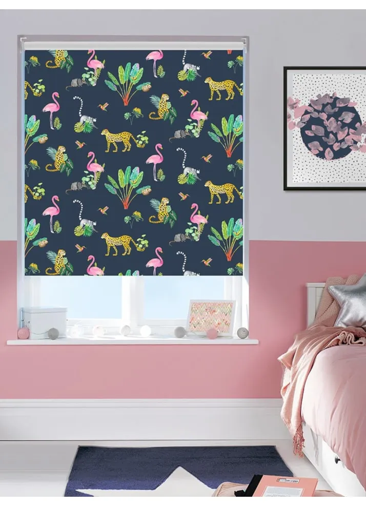 Safari Soiree Navy Childrens Roller Blind