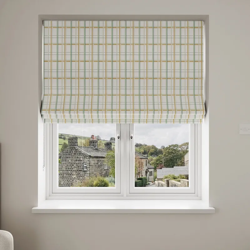 Laura Ashley Burford Check Ochre Blinds Uk