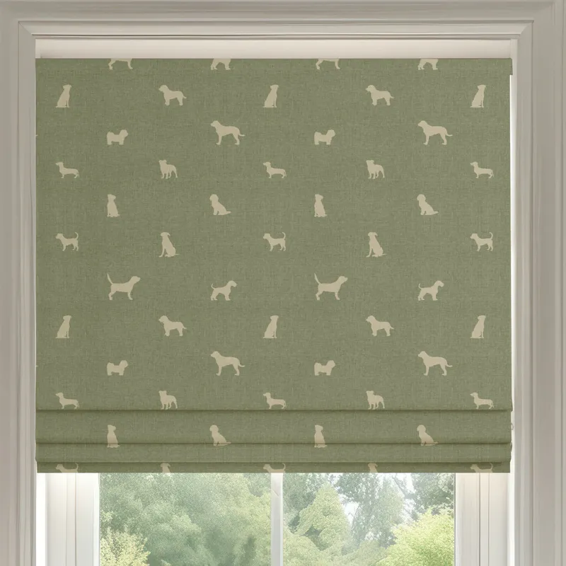 Ante Decor Woof Printed Cotton Made To Measure Roman Blind Sage