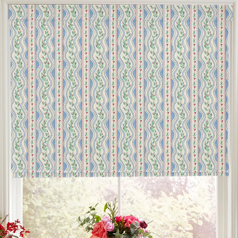 Cath Kidston Wiggle Rose Made To Measure Roman Blind Blue