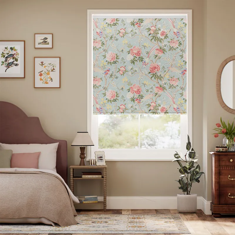 Elysian Paradise Faux Silk Coral Blush Roller Blind