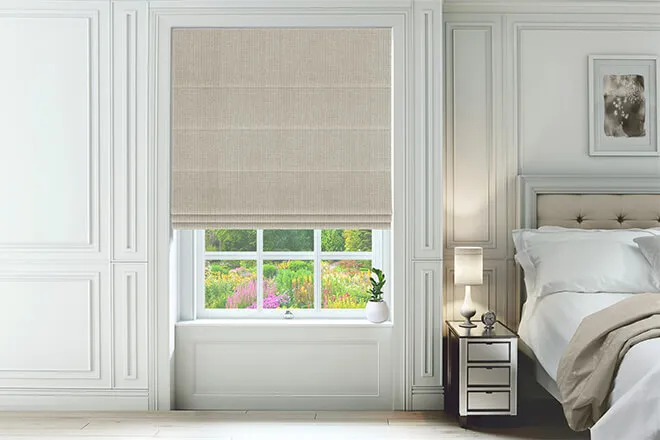 Lucia Beige - Luxury Plain Weave Roman Blind