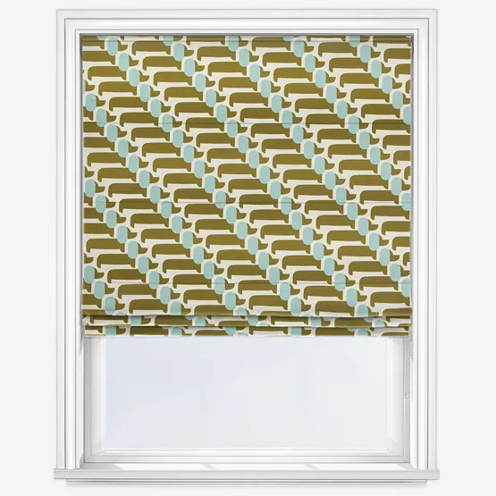 Orla Kiely Dog Show Seagrass Roman Blind