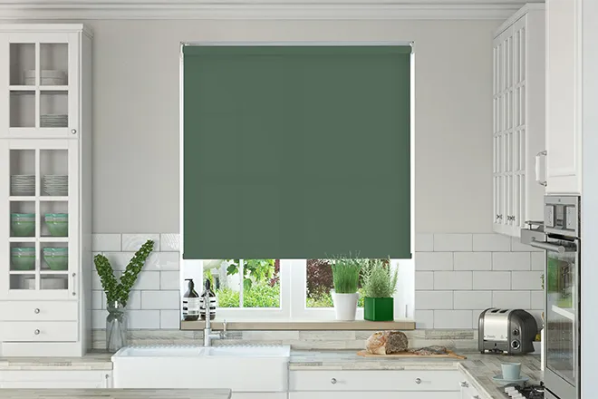 Oxford Safe+ Hunter Green - Fire Retardant & Moisture Resistant Roller Blind