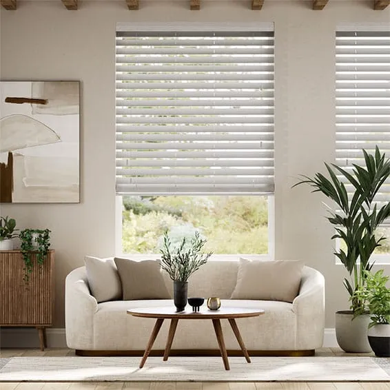 Cool Grey Faux Wood Blind - 64mm Slat