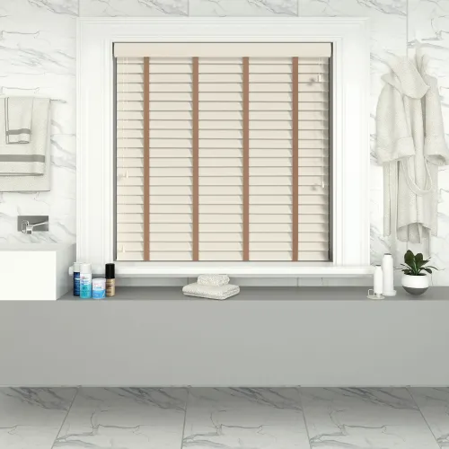Mirage Faux Wood Blind With Toffee Ladder Tapes