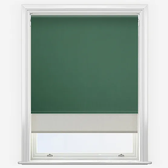Double Roller Fusion Blackout Hunter Green & Natural Double Roller Blind
