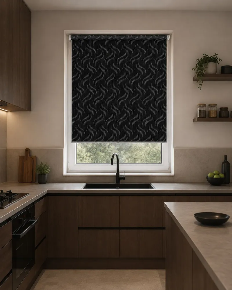 Gravity Black - Pvc Blackout Waterproof Roller Blind