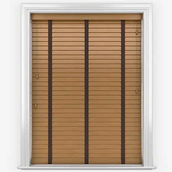 Prime Timberlux Prime Light Oak With Cocoa Tapes Wooden Venetian Blinds