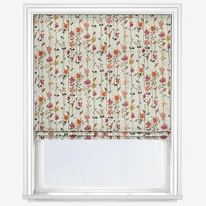Woodland Floral Raspberry Roman Blind